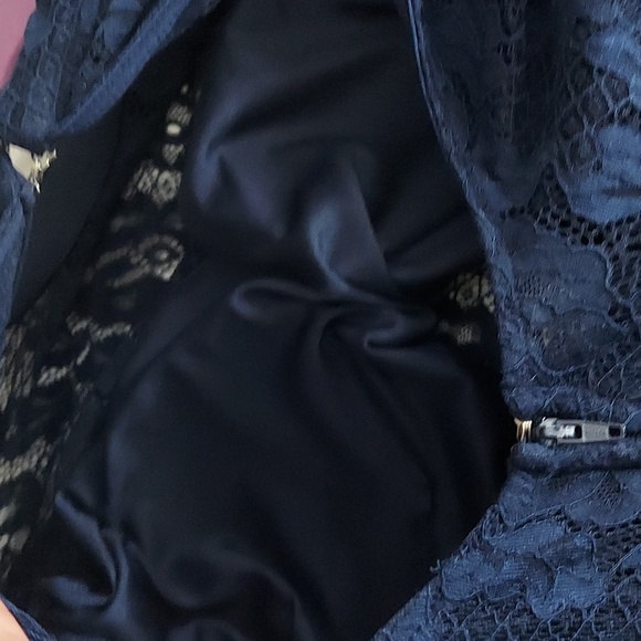 Sixty Triangles juniors Blue lace 2fer flowy dress Sz 13 - Picture 9 of 16